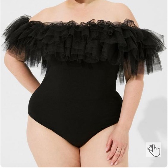 Torrid Foxy Off The Shoulder Tulle Bodysuit - Picture 4 of 4